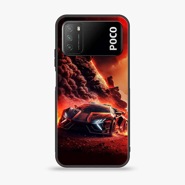 Xiaomi Poco M3 - Racing Design 7 - Premium Printed Glass soft Bumper shock Proof Case CS-28585