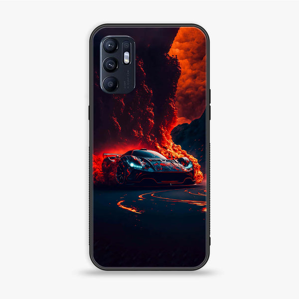 Oppo Reno 6 - Racing  Design 6 - Premium Printed Glass soft Bumper shock Proof Case  CS-32624