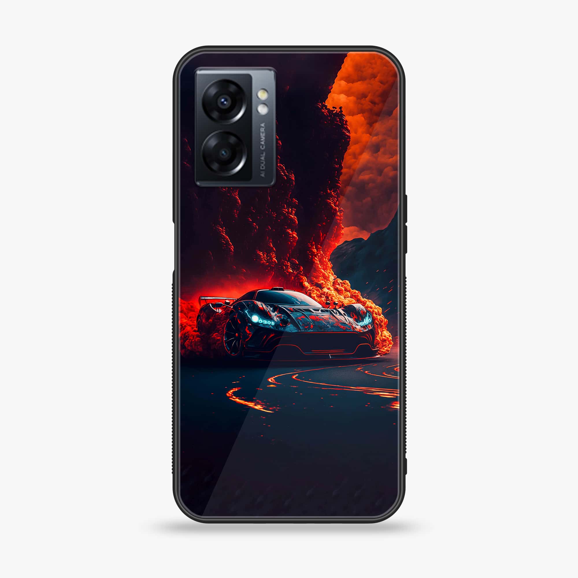 Oppo A77 4G - Racing Series - Premium Metal Printed soft Bumper shock Proof Case
