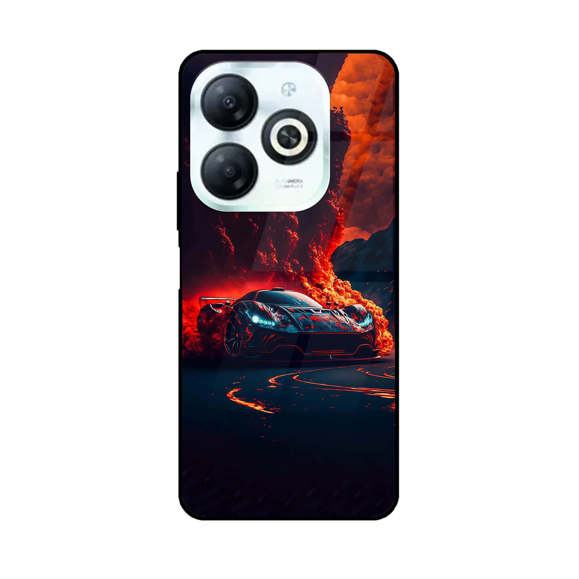 Tecno Spark 20 - Racing Series - Premium Printed Glass soft Bumper shock Proof Case