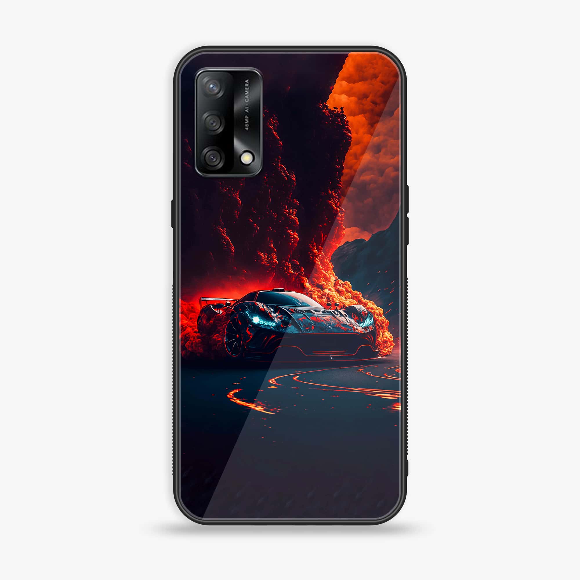 Oppo F19s - Racing Series - Premium Metal Printed soft Bumper shock Proof Case