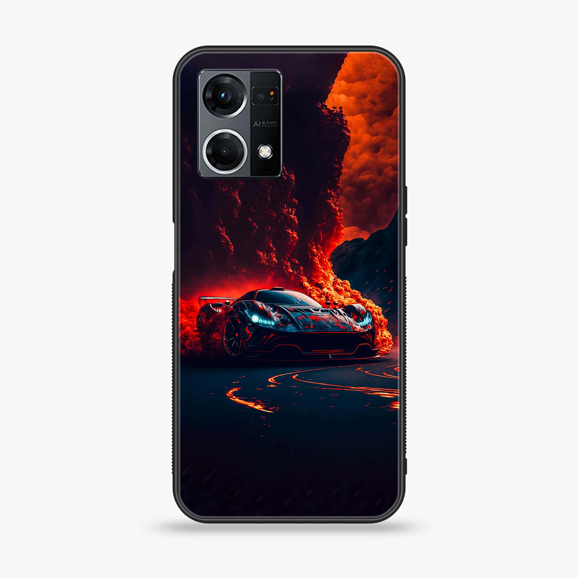 Oppo F21 Pro 4G Racing Series Premium Printed Glass soft Bumper shock Proof Case
