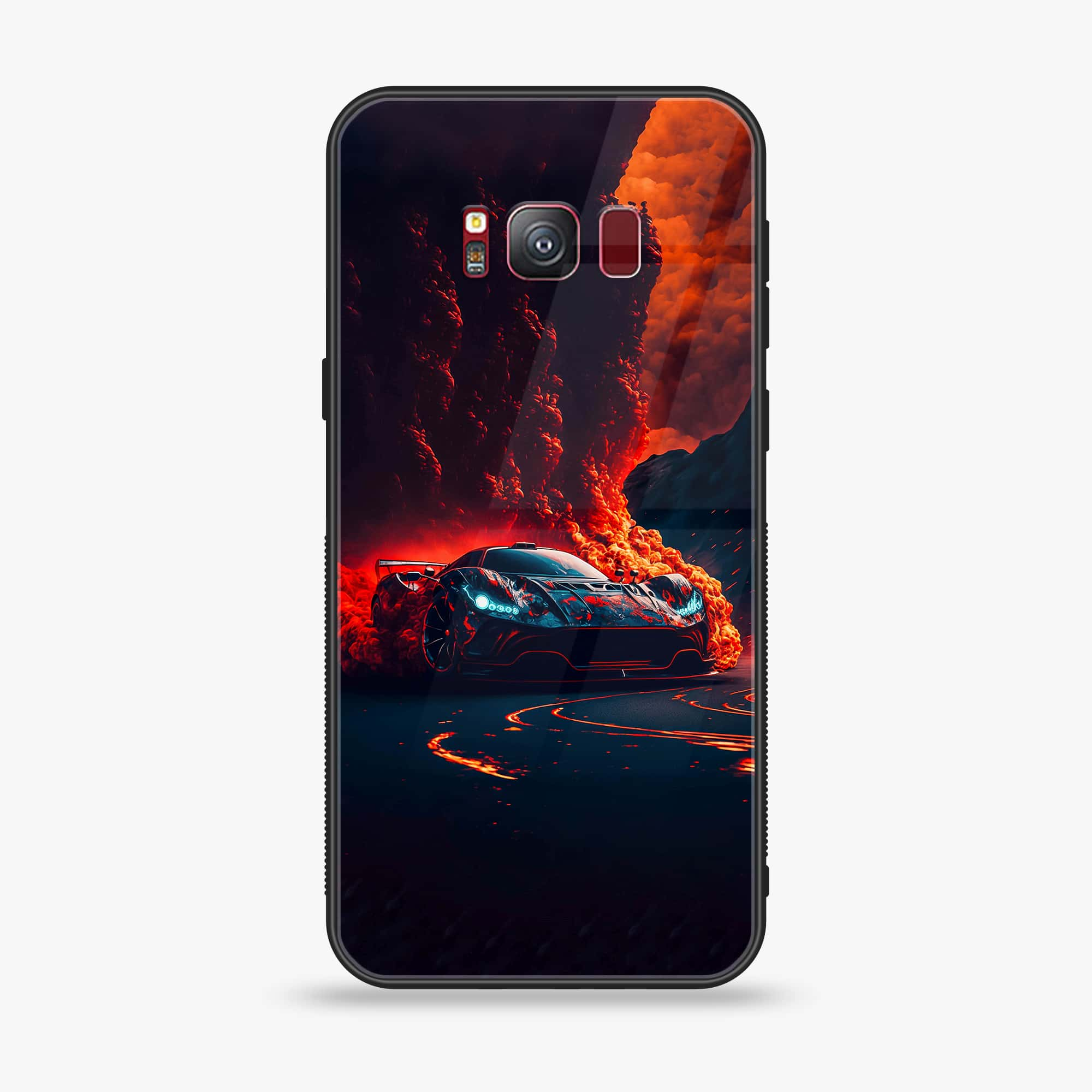 Samsung S8 - Racing Series - Premium Printed Glass soft Bumper shock Proof Case