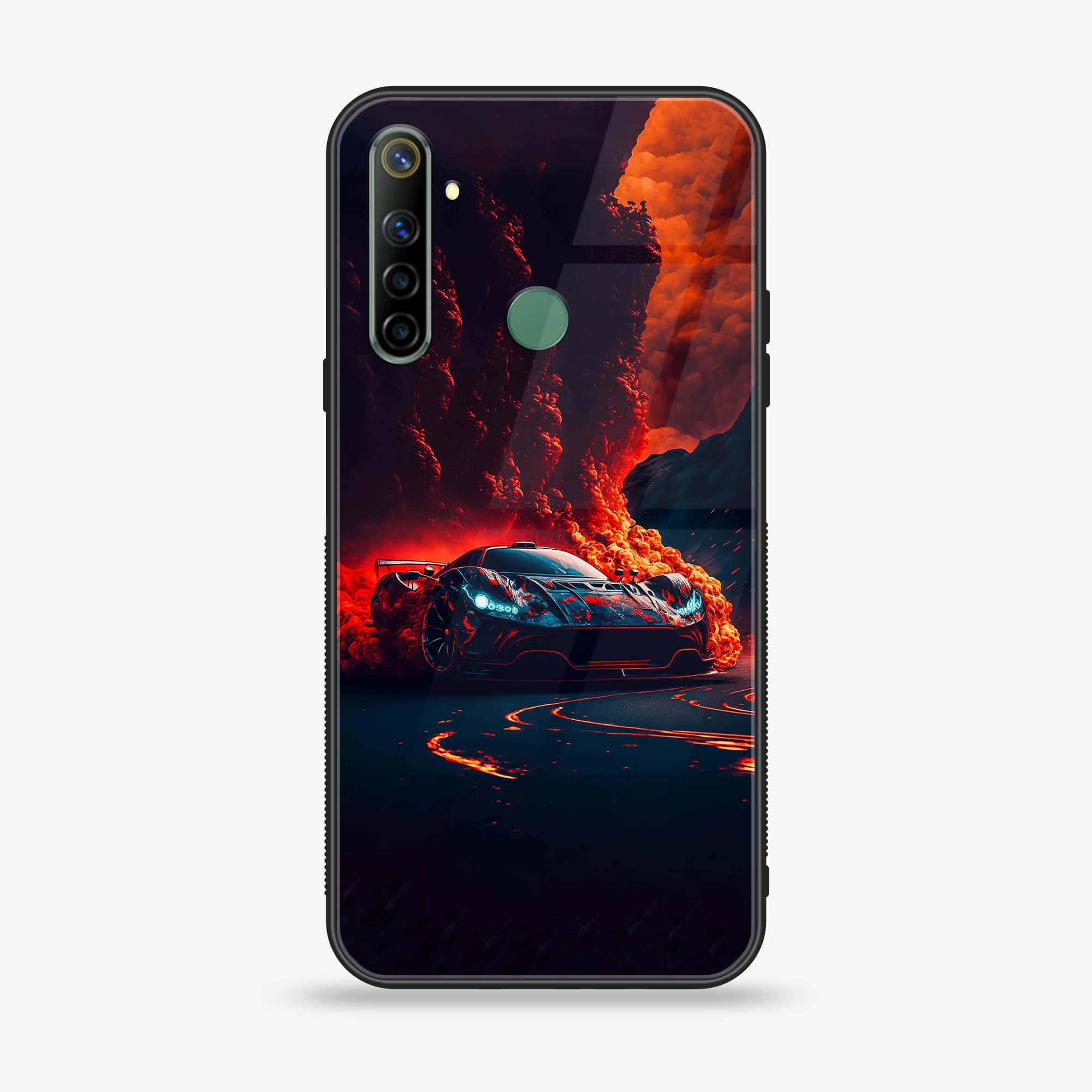 Realme Narzo 10 Racing Series Premium Printed Glass soft Bumper shock Proof Case