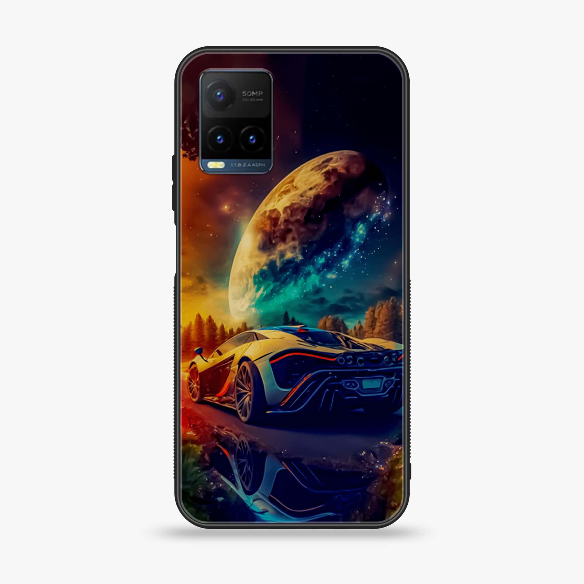 Vivo Y21s - Racing Series - Premium Printed Glass soft Bumper shock Proof Case