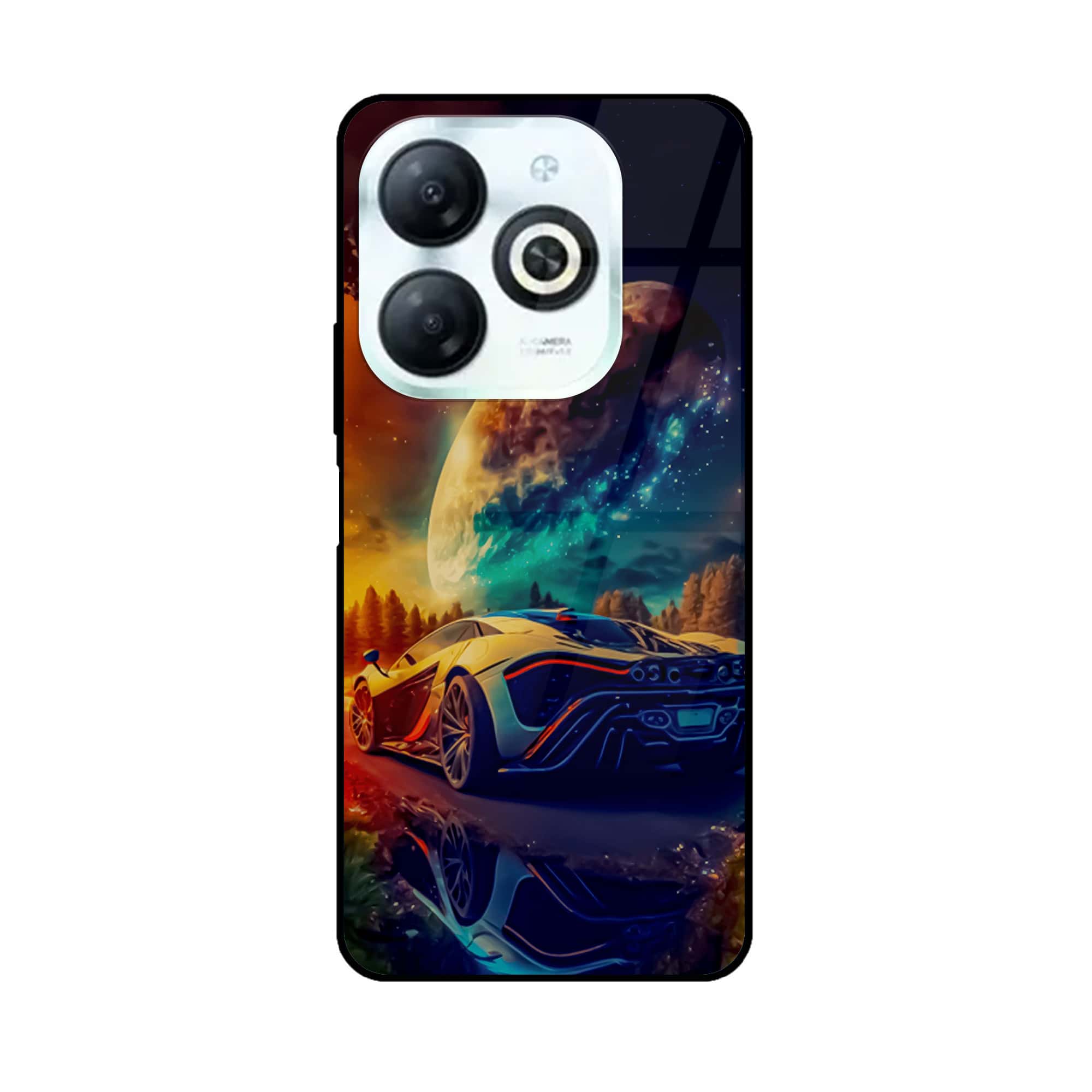 Tecno Spark 20 - Racing Series - Premium Printed Glass soft Bumper shock Proof Case