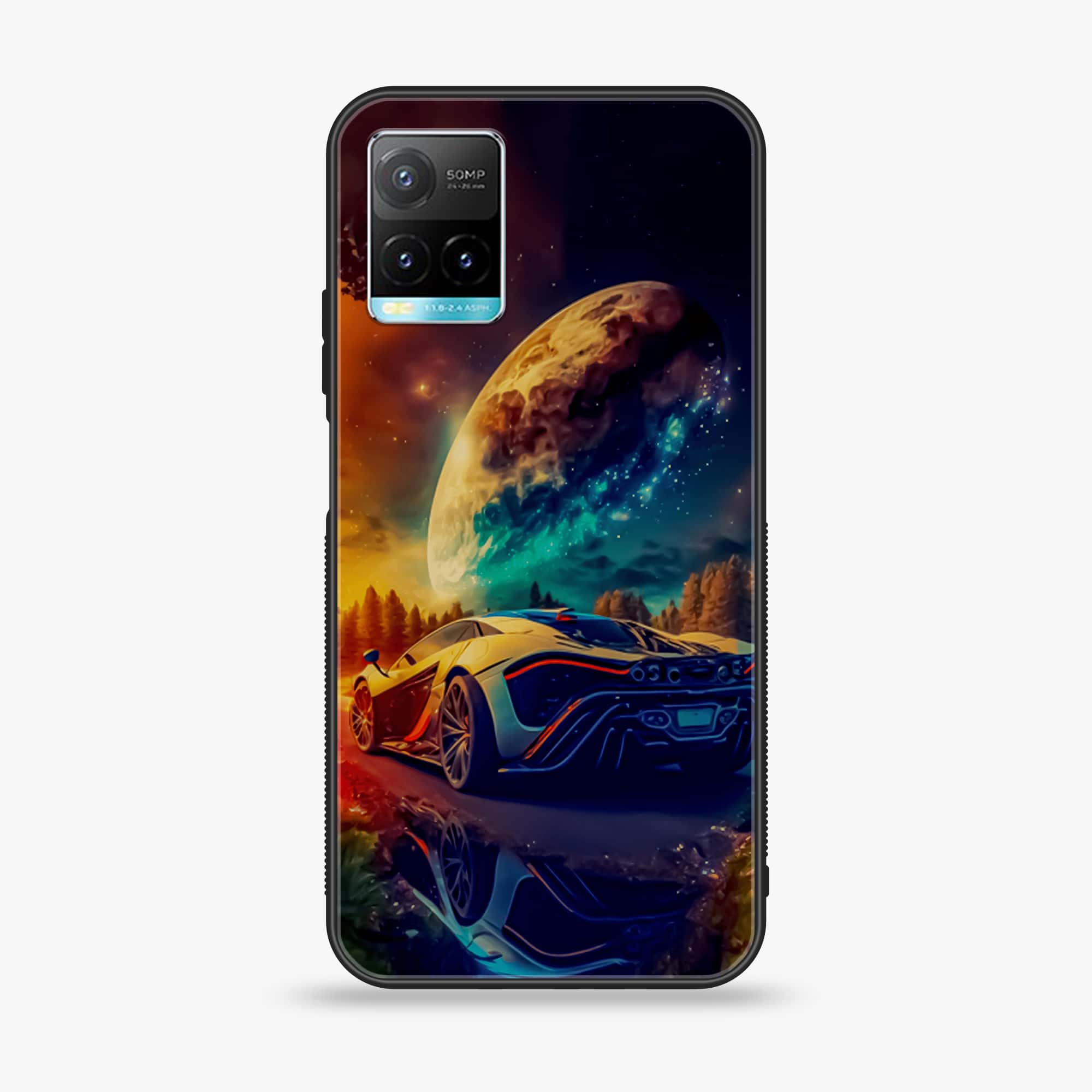 Vivo Y33s - Racing Series - Premium Printed Glass soft Bumper shock Proof Case