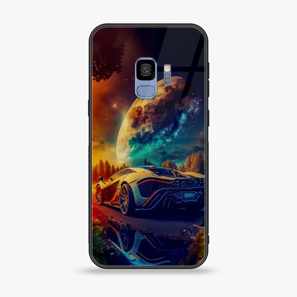 Galaxy S9 - Racing Design 5  - Premium Printed Glass soft Bumper shock Proof Case  CS-36083