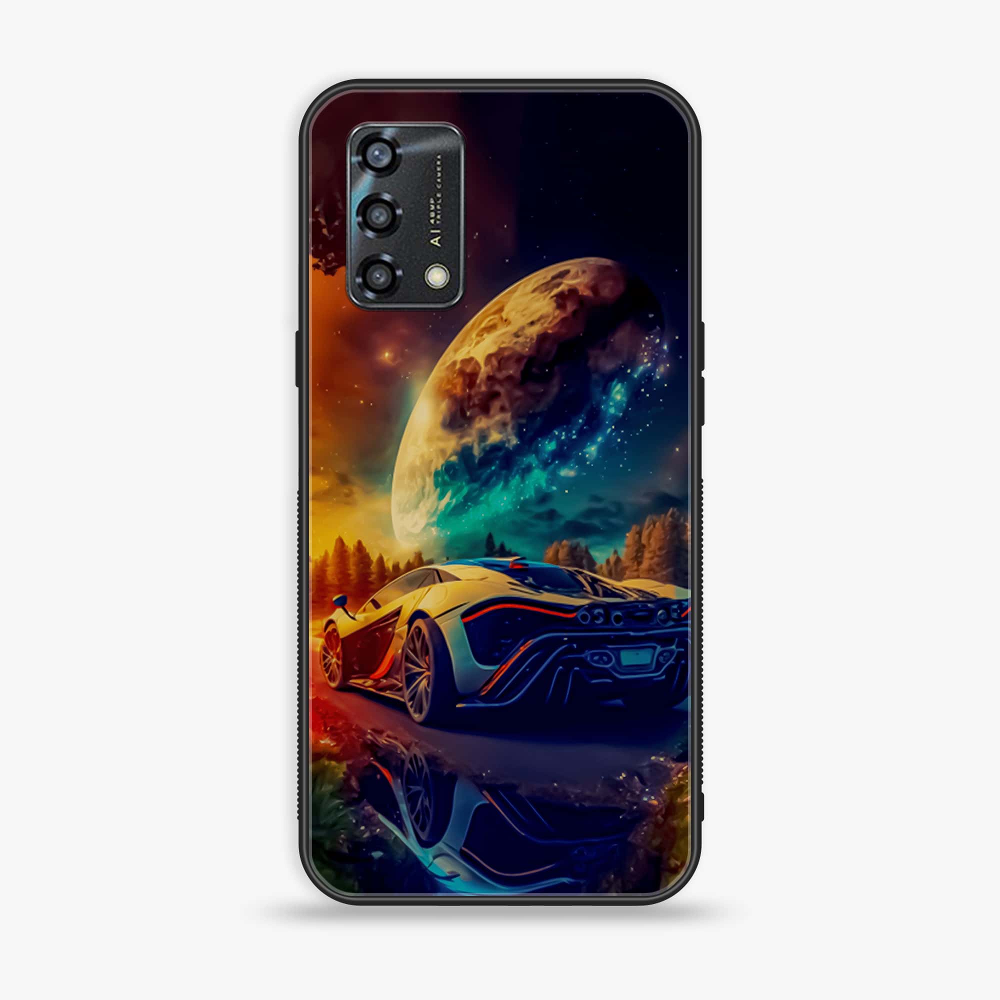 Oppo A95 - Racing Series - Premium Printed Glass soft Bumper shock Proof Case