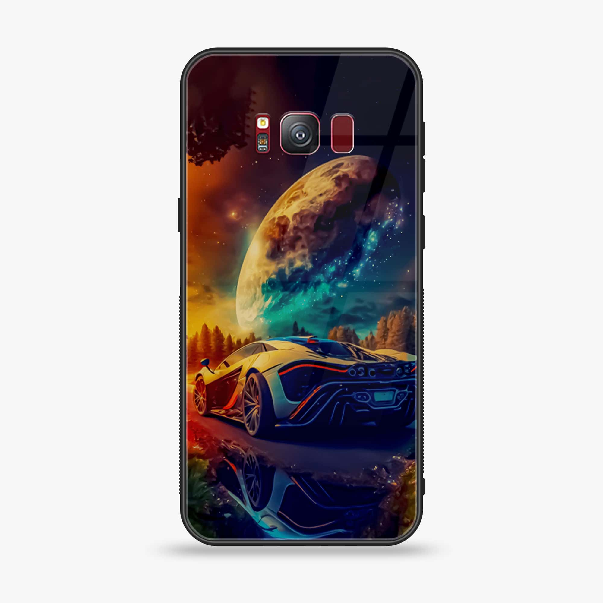 Samsung S8 - Racing Series - Premium Printed Glass soft Bumper shock Proof Case