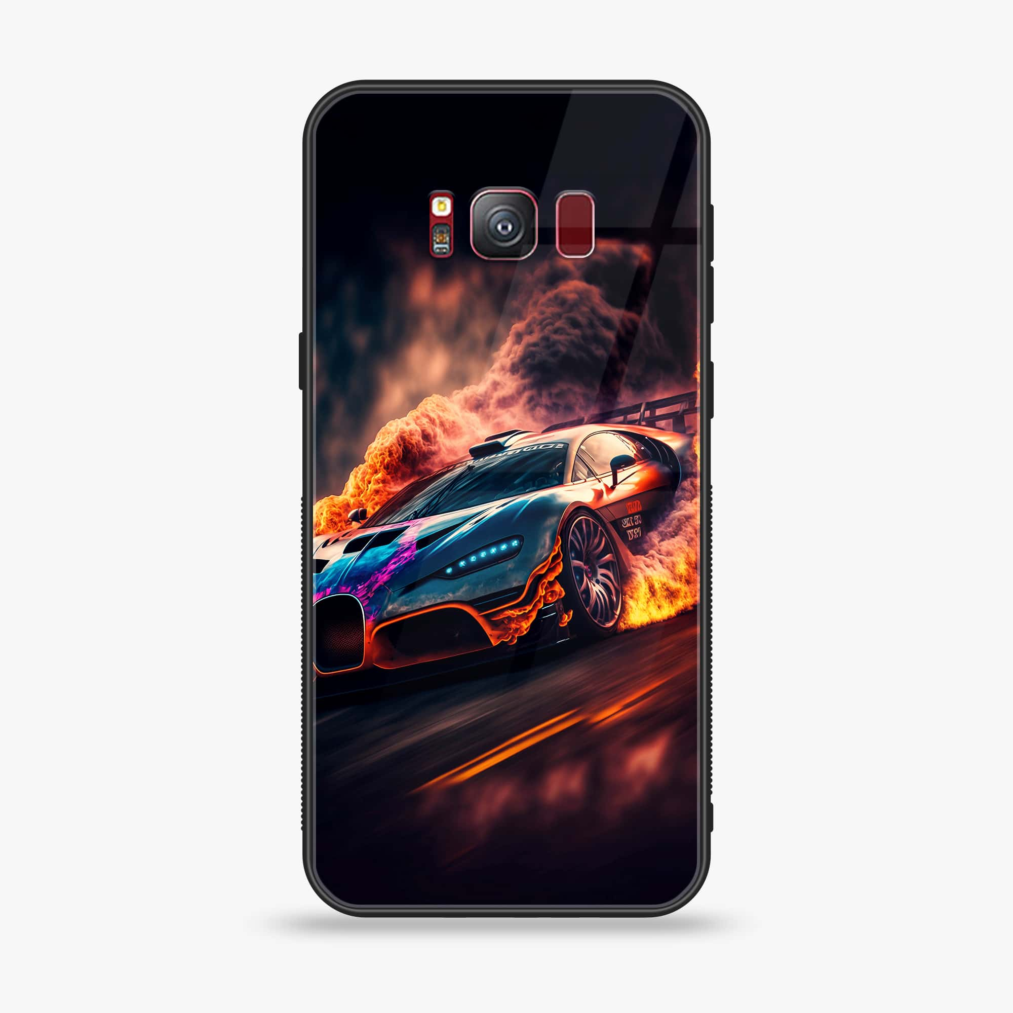 Samsung S8 - Racing Series - Premium Printed Glass soft Bumper shock Proof Case