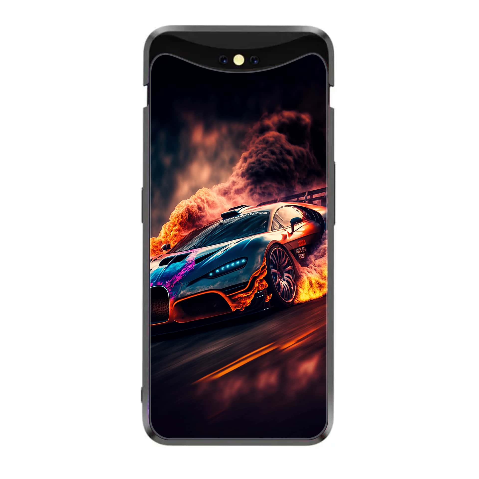 Oppo Find X - Racing Series - Premium Printed Glass soft Bumper shock Proof Case