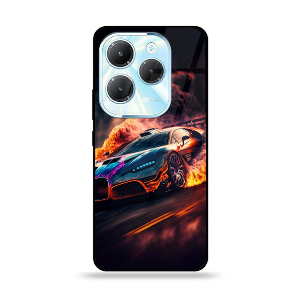 Infinix Hot 40/Hot 40 Pro - Racing Design 4- Premium Metal Printed soft Bumper Shock Proof Case CS-28455