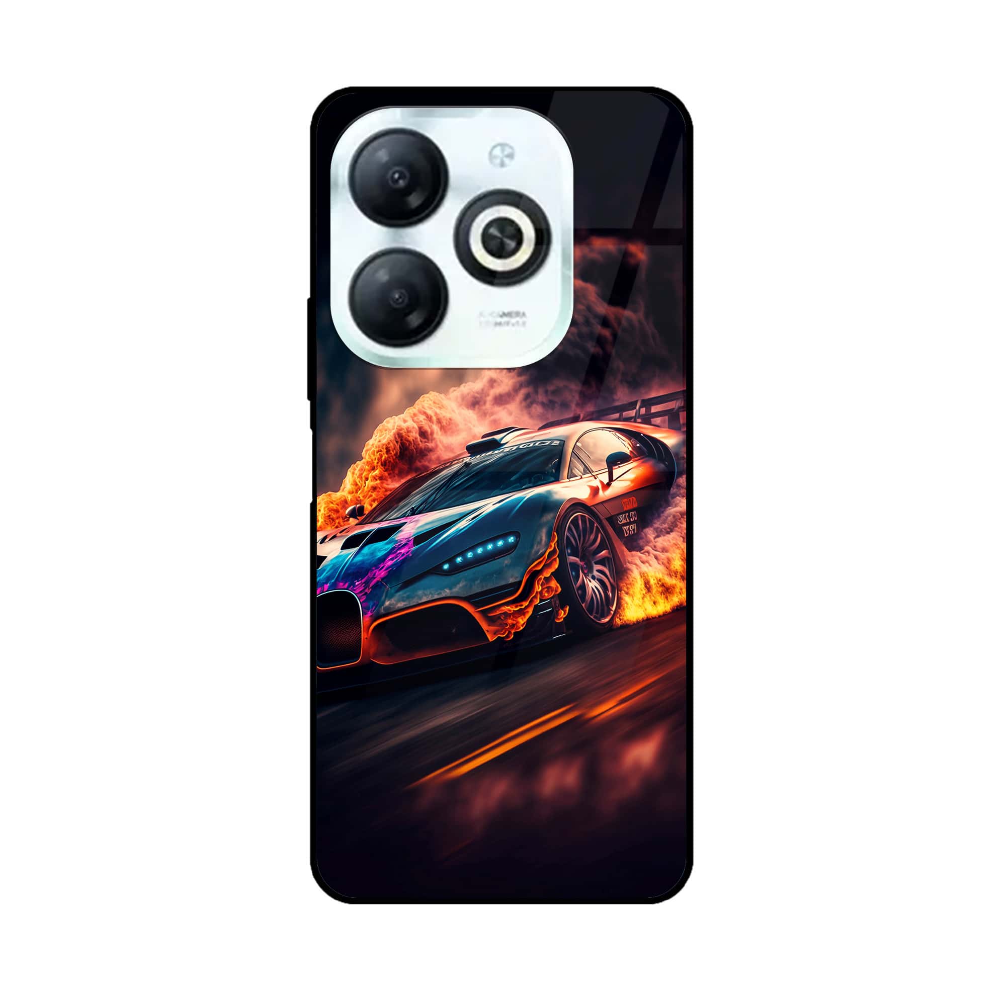 Tecno Spark 20 - Racing Series - Premium Printed Glass soft Bumper shock Proof Case