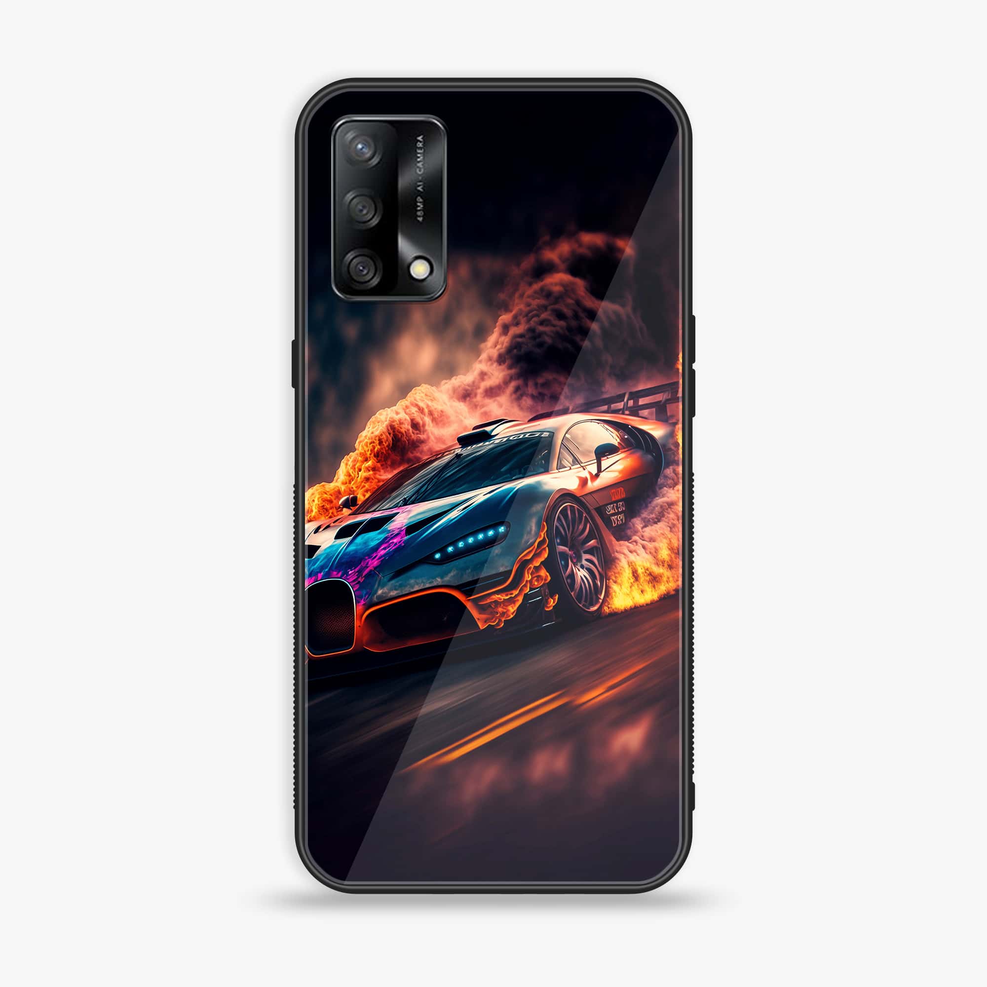 Oppo F19s - Racing Series - Premium Metal Printed soft Bumper shock Proof Case