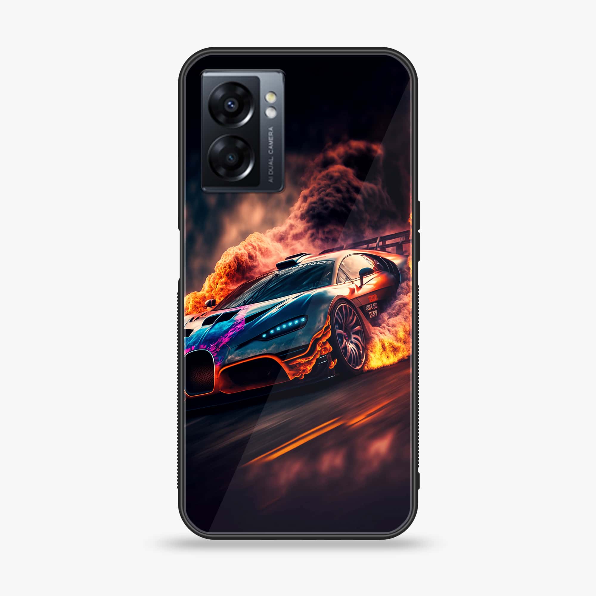 Oppo A77 4G - Racing Series - Premium Metal Printed soft Bumper shock Proof Case