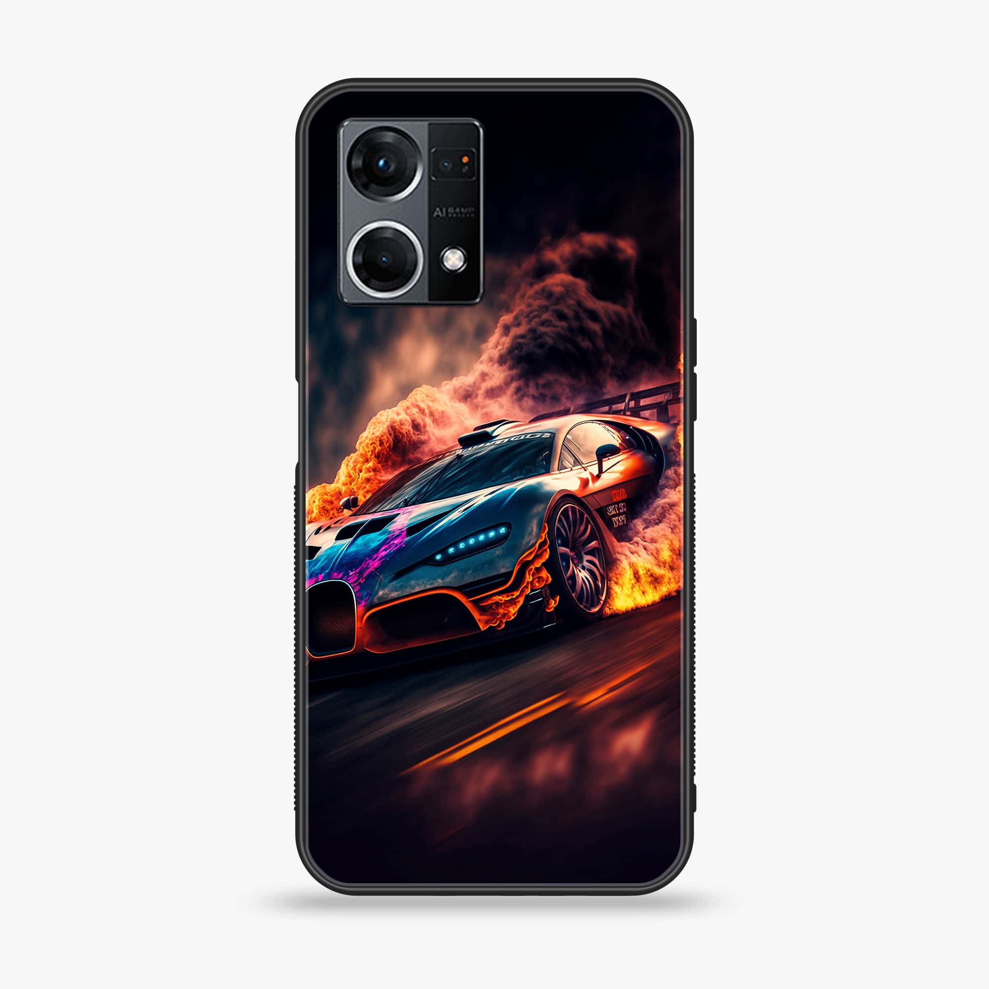 Oppo F21 Pro 4G Racing Series Premium Printed Glass soft Bumper shock Proof Case