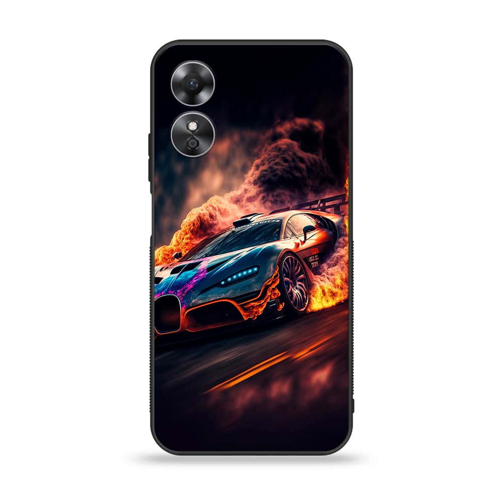OPPO A17 - Racing Series - Premium Printed Glass soft Bumper shock Proof Case