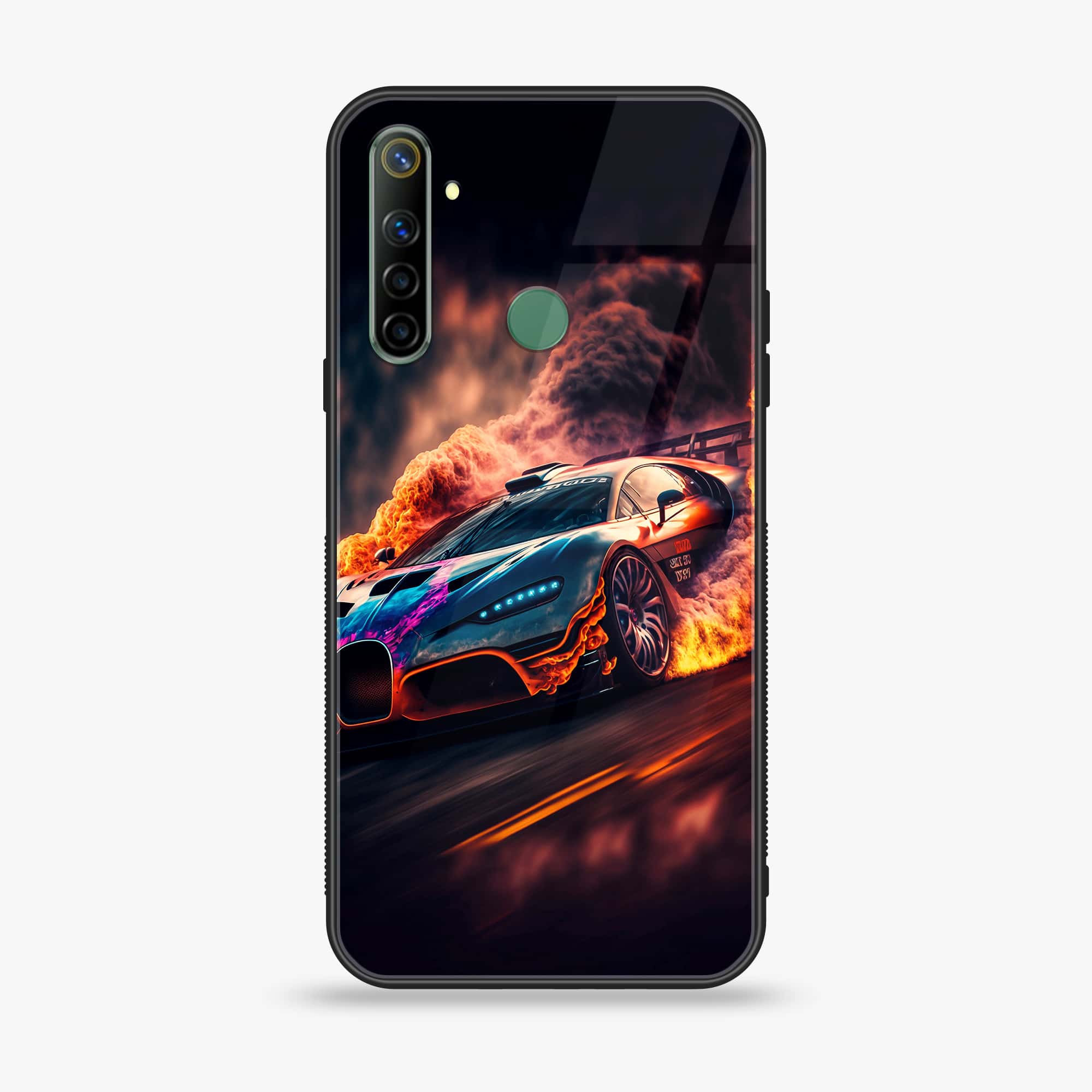 Realme Narzo 10 Racing Series Premium Printed Glass soft Bumper shock Proof Case