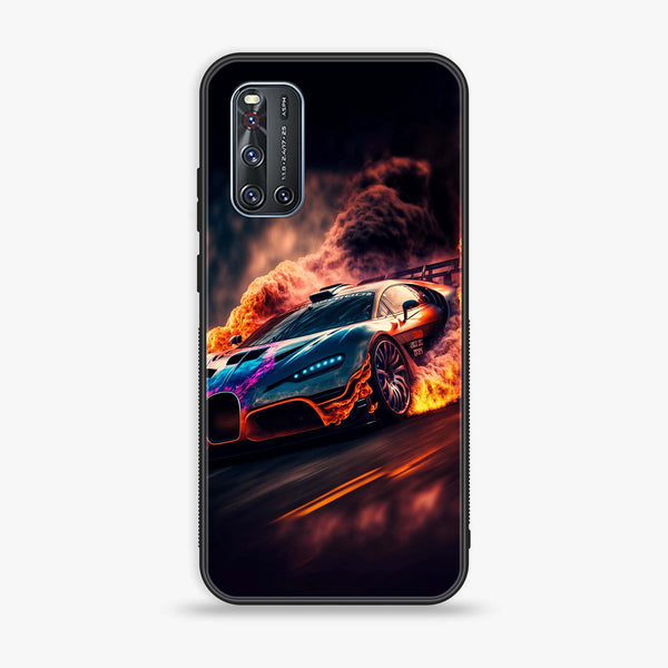 Vivo V19 - Racing Design 4- Premium Printed Glass soft Bumper shock Proof Case CS-46470