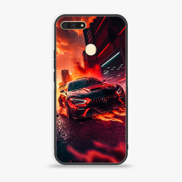 Huawei Y6 2018/Honor Play 7A - Racing Series - Premium Printed Glass soft Bumper shock Proof Case