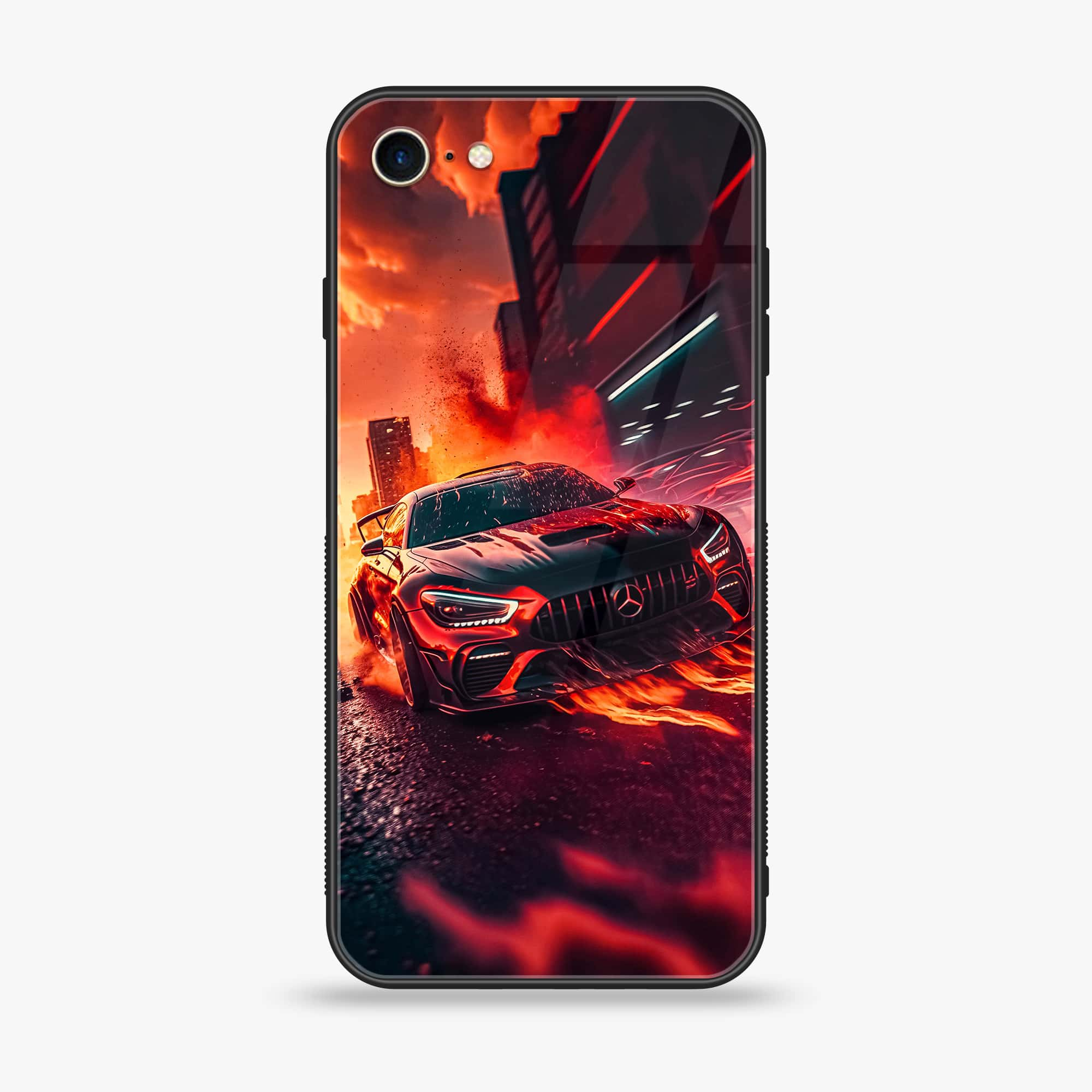 IPhone SE 2020 - Racing Series - Premium Printed Glass soft Bumper shock Proof Case