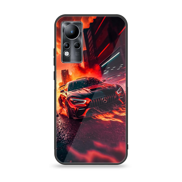 Infinix Note 11/ Note 12 G88  - Racing Design 3 - Premium Printed Glass soft Bumper shock Proof Case CS-14931