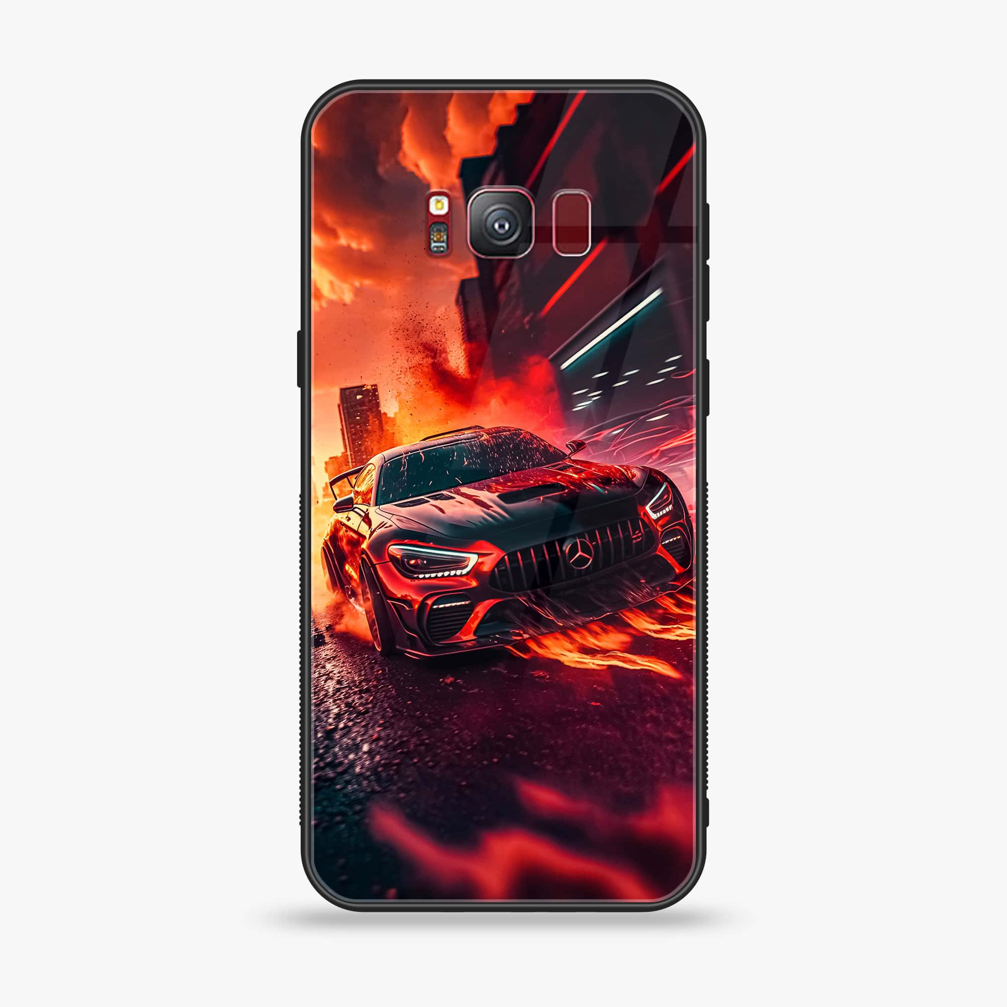 Samsung S8 - Racing Series - Premium Printed Glass soft Bumper shock Proof Case