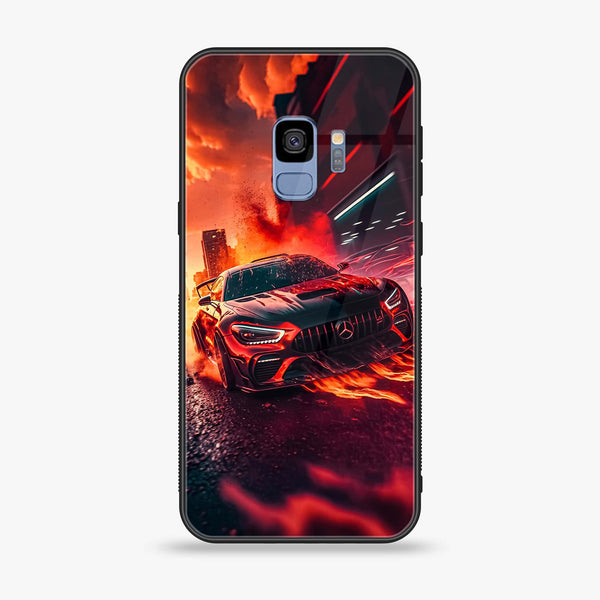 Galaxy S9 - Racing Design 3 - Premium Printed Glass soft Bumper shock Proof Case CS-22926