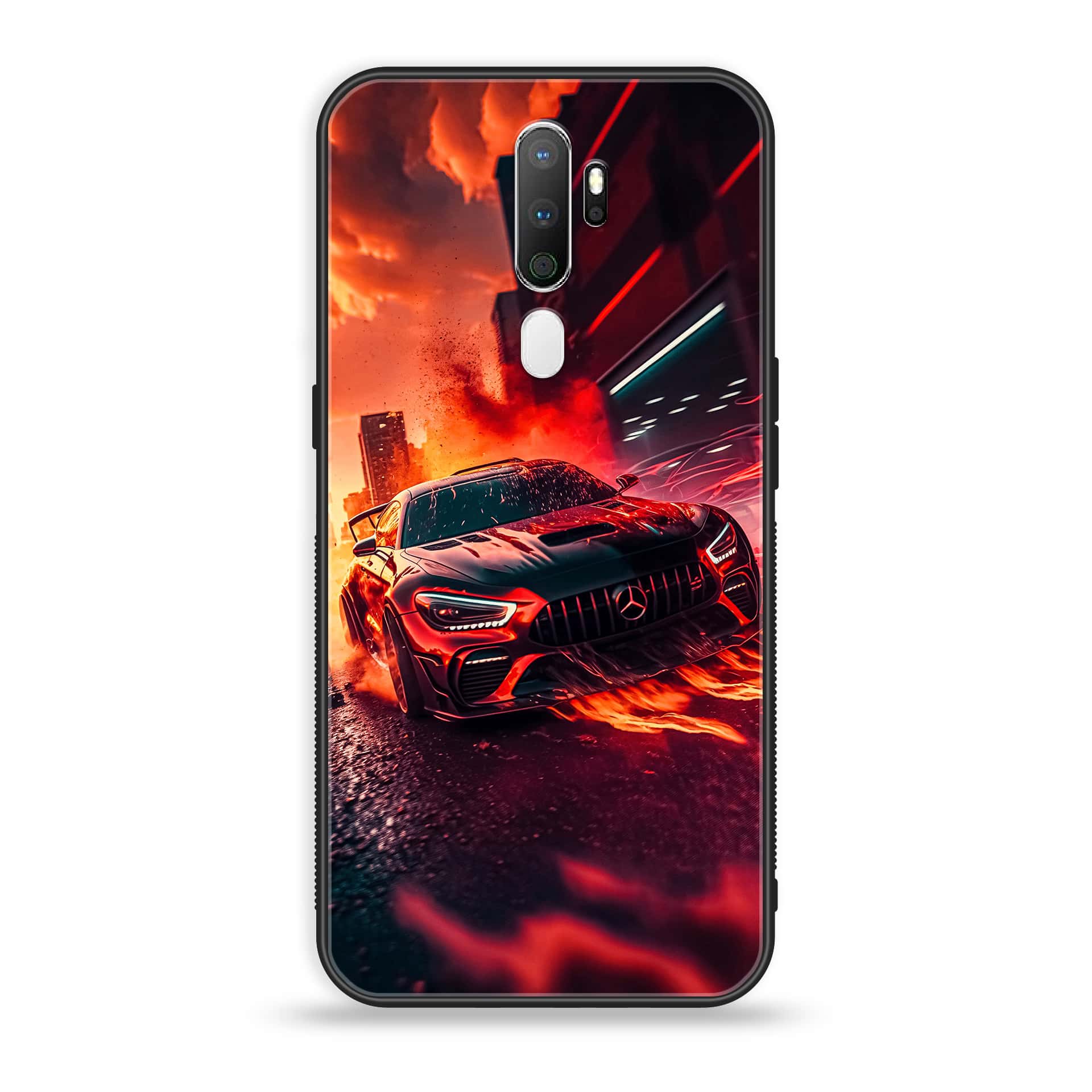 Oppo A9 2020 Racing Series Premium Printed Glass soft Bumper shock Proof Case