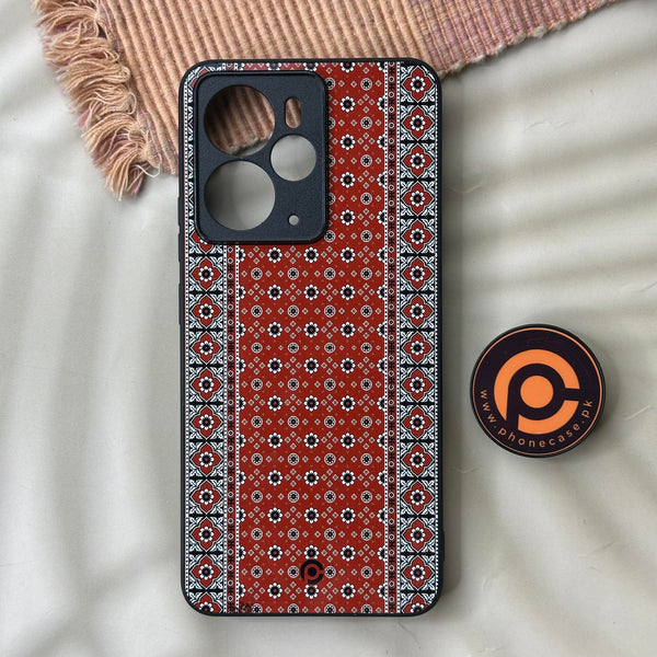 Realme 14 5G - Ajrak Design 2 - Premium Metal Printed soft Bumper Shock Proof Case CS-42898