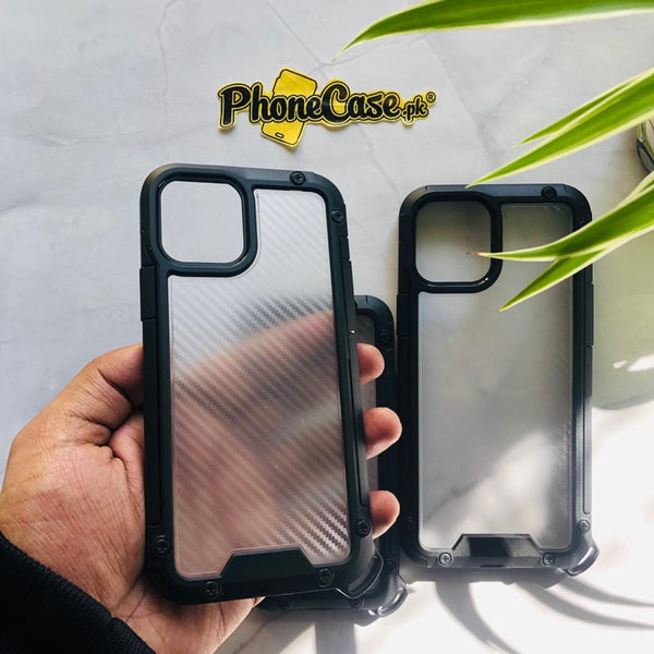 iPhone 12/12 Pro Original Gold Shield Branded Carbon Fiber Feel Army Grade Shock Proof Case