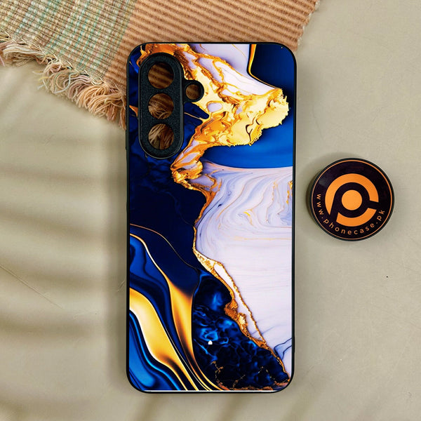 Samsung Galaxy A17 - Blue Golden Marble - Premium Metal Printed Soft Bumper Shock Proof Case