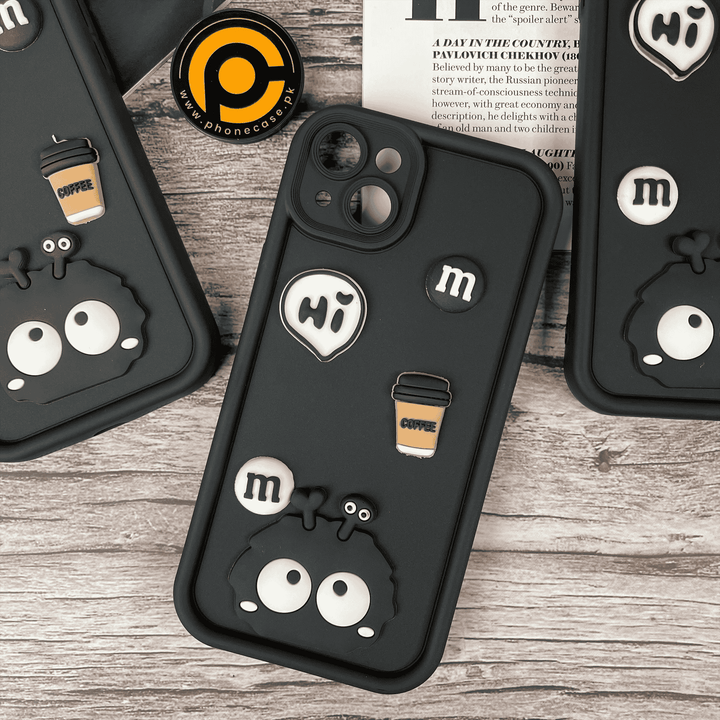 iPhone 15 Plus Cute 3D Briquette m&m icons Liquid silicon Case