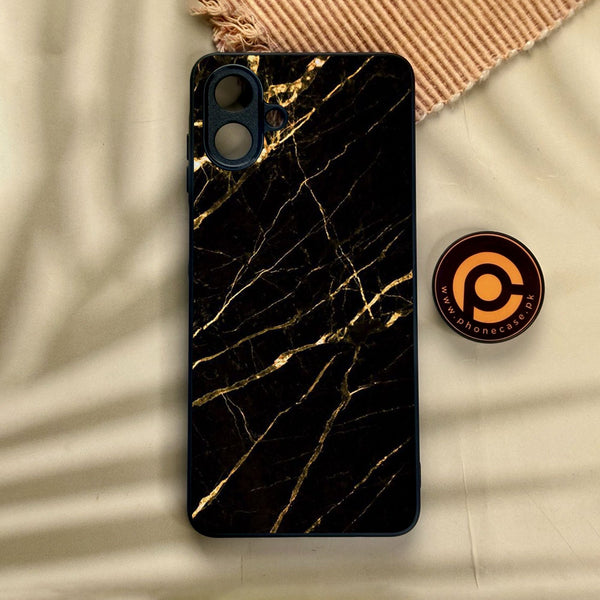 Samsung Galaxy A07 - Black Marble Design 7 - Premium Metal Printed Soft Bumper Shock Proof Case