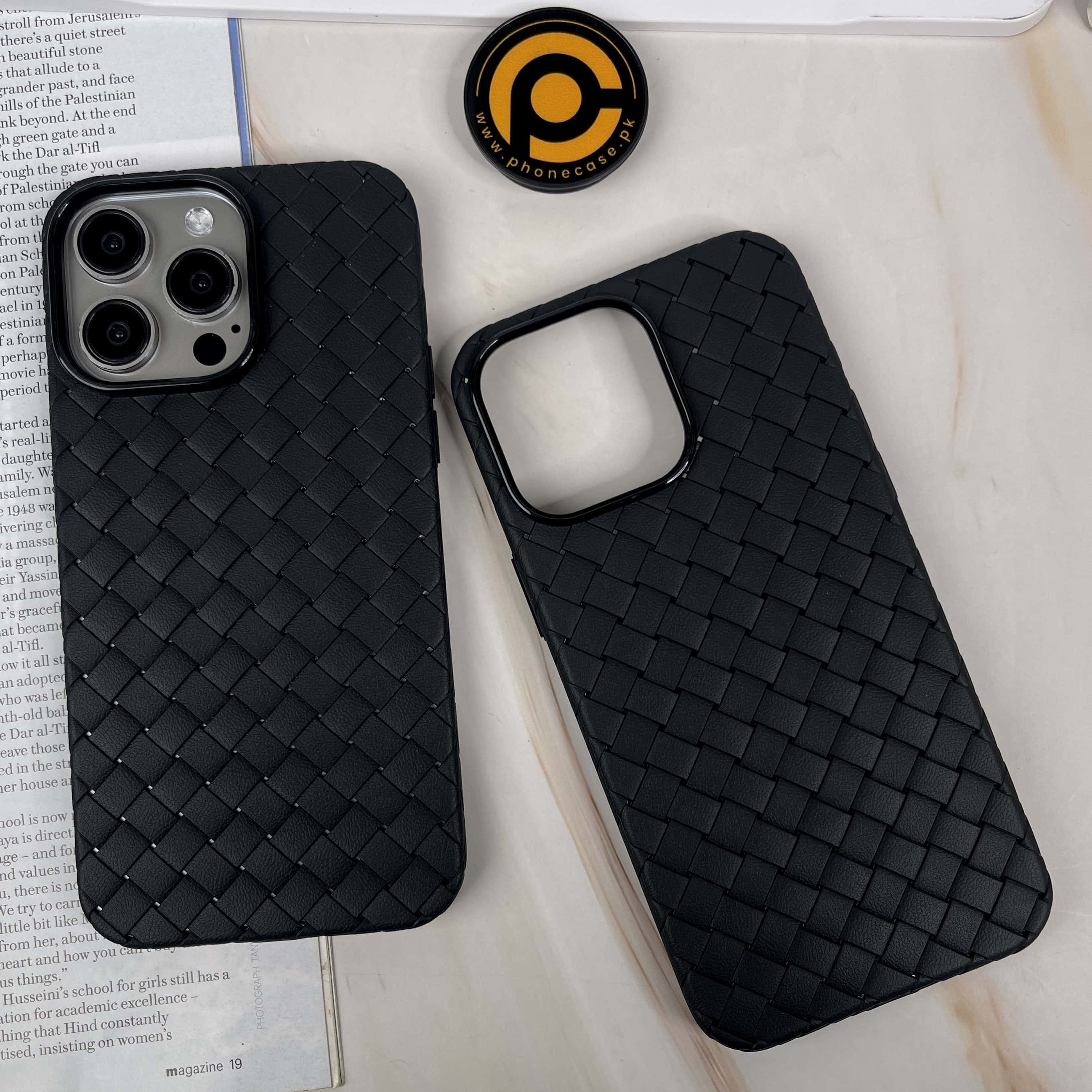iPhone 16 Pro Max Woven Design Leather Case