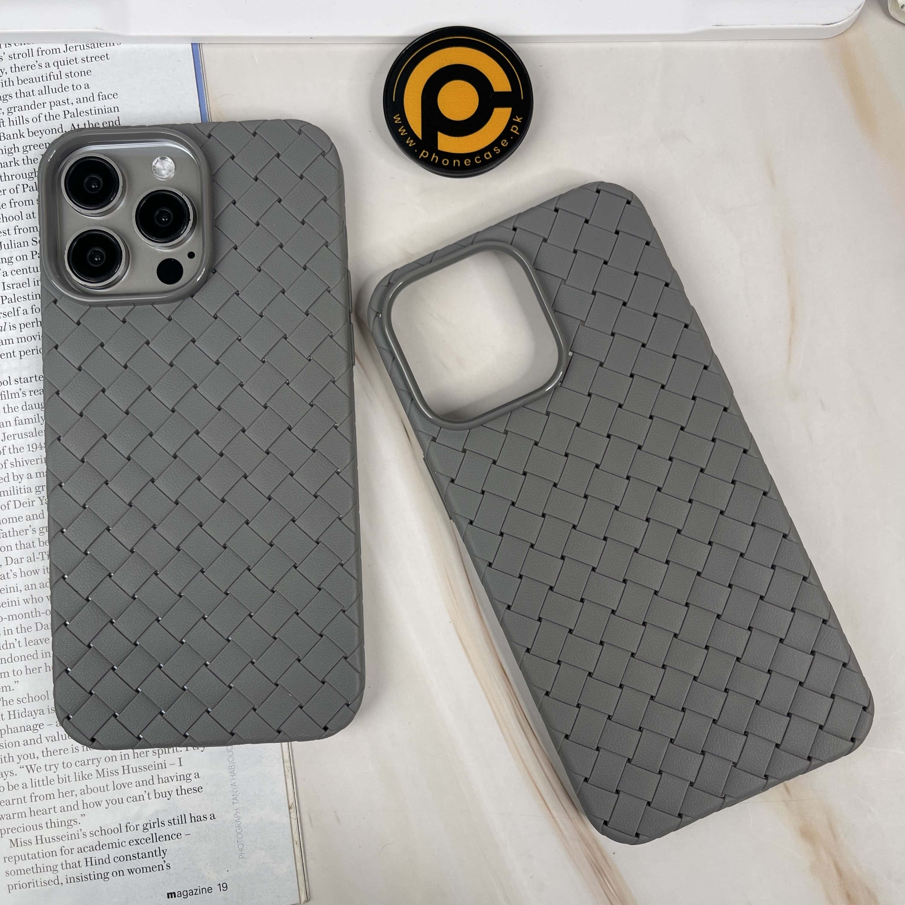 iPhone 16 Pro Max Woven Design Leather Case