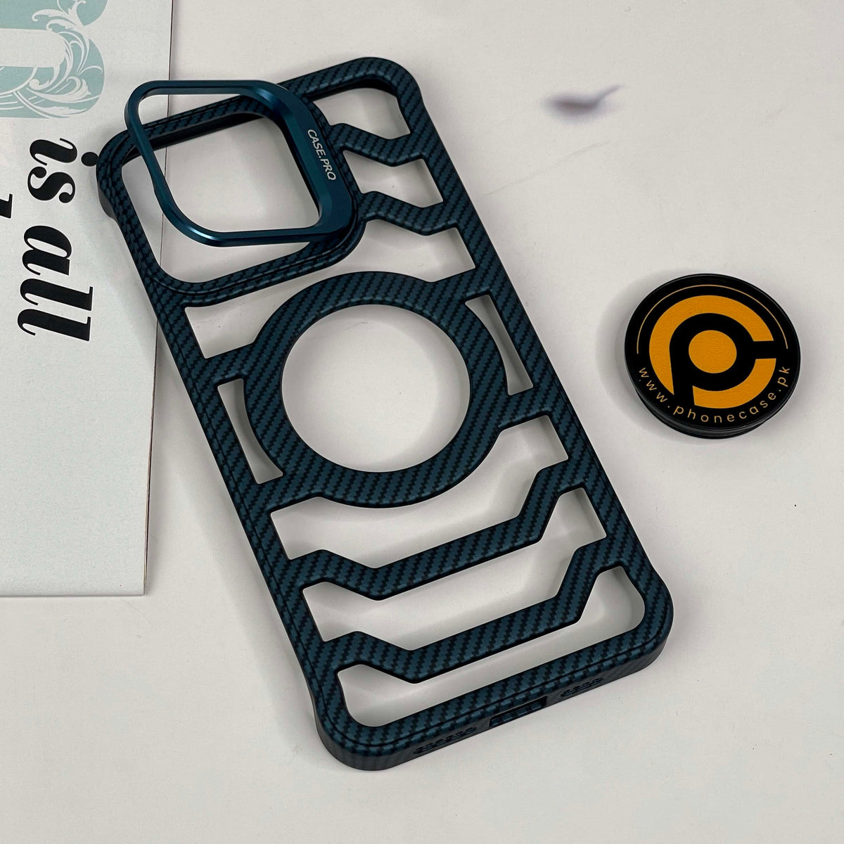 Less Cases iPhone 15 Pro Max Bazel Less Carbon Fiber Magsafe Case With Metal Kick ...