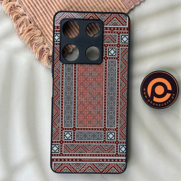 Infinix Note 30 Pro - Sindhi Ajrak Art 7 - Imperial Ajrak Pattern - Premium Metal Printed soft Bumper shock Proof Case CS-42871