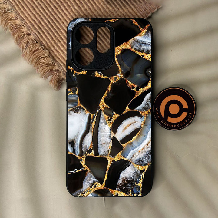 Oppo Reno 15F - Black Marble Design 5 - Premium Metal Printed Soft Bumper Shock Proof Case
