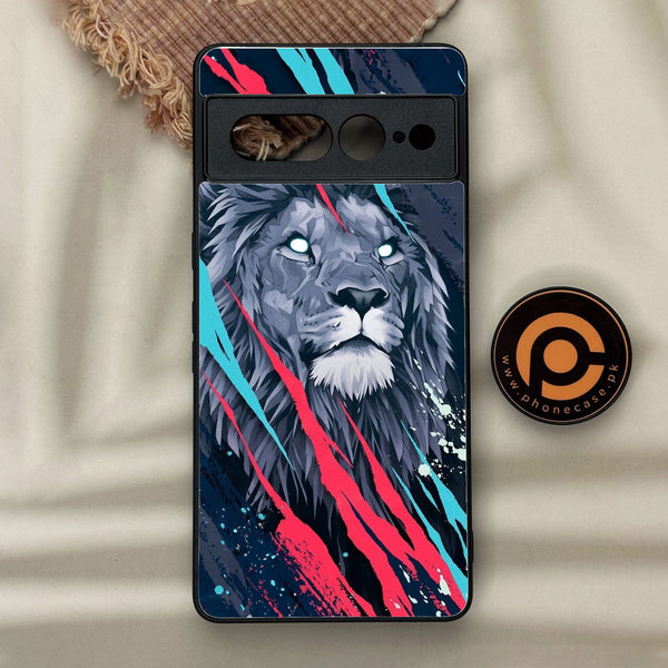 Google Pixel 7 Pro - Abstract Animated Lion - Premium Metal Printed Soft Bumper Shock Proof Case