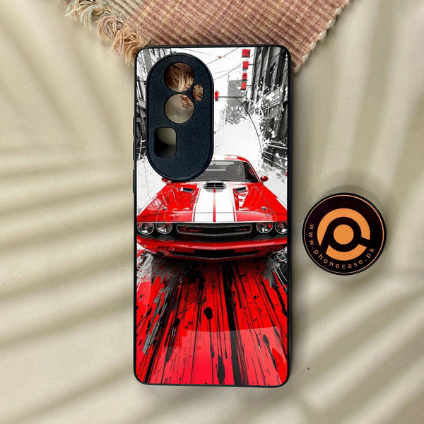 Oppo Reno 10 Pro Plus - Red Muscle Car Thrill - Premium Metal Printed Soft Bumper Shock Proof Case