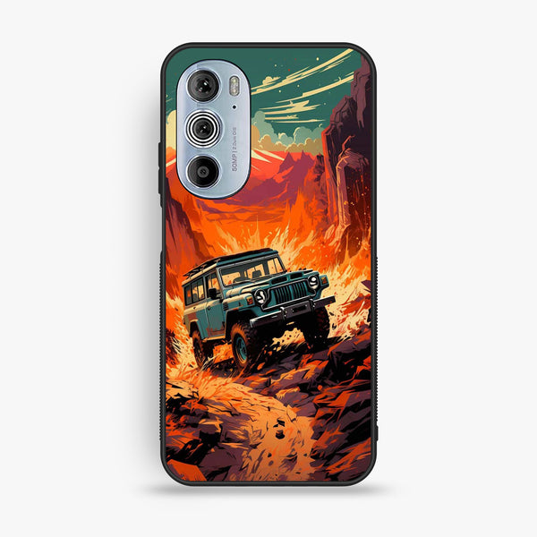 Motorola Edge 30 Pro - Jeep Offroad - Premium Metal Printed Soft Bumper Shock Proof Case