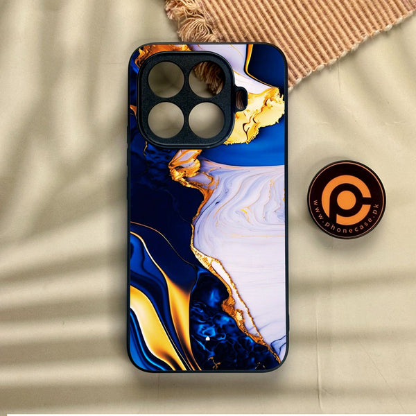 Xiaomi 15T Pro - Blue Golden Marble - Premium Metal Printed Soft Bumper Shock Proof Case