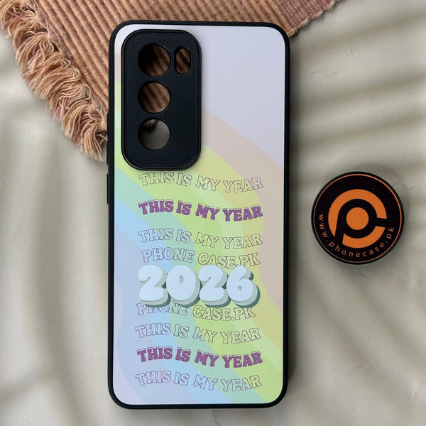 Oppo Reno 12 4G - VibeCheck Design 13 - Premium Printed Glass soft Bumper shock Proof Case CS-42874