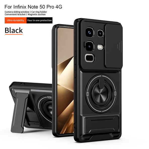Infinix Note 50/50 Pro - Tactical Stealth MagSafe Case with Sliding Lens, Ring Holder & Kickstand