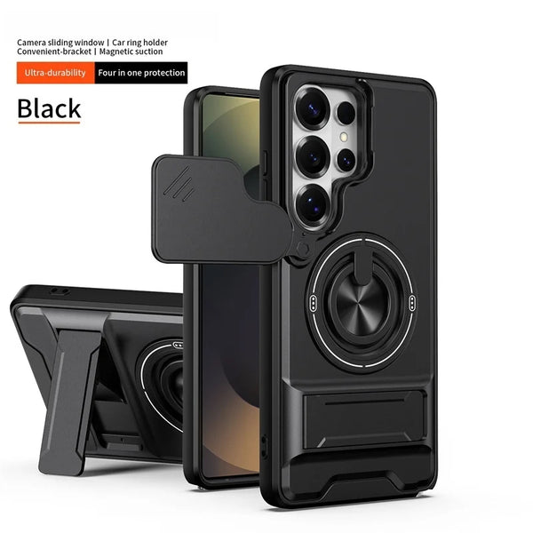 Galaxy S23 Ultra - Tactical Stealth MagSafe Case with Sliding Lens, Ring Holder & Kickstand
