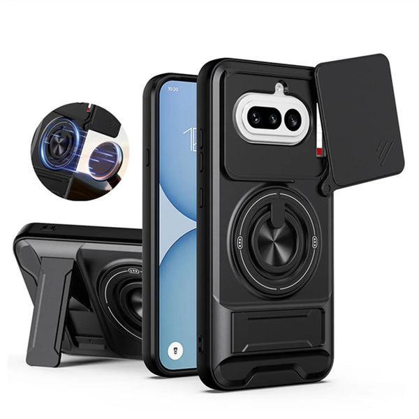 Nothing Phone 4a - Tactical Stealth MagSafe Case with Sliding Lens, Ring Holder & Kickstand