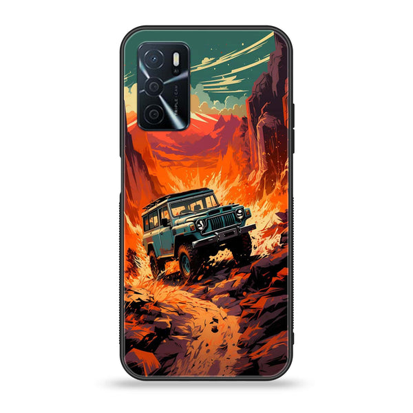 OPPO A16 - Jeep Offroad - Premium Printed Glass soft Bumper Shock Proof Case