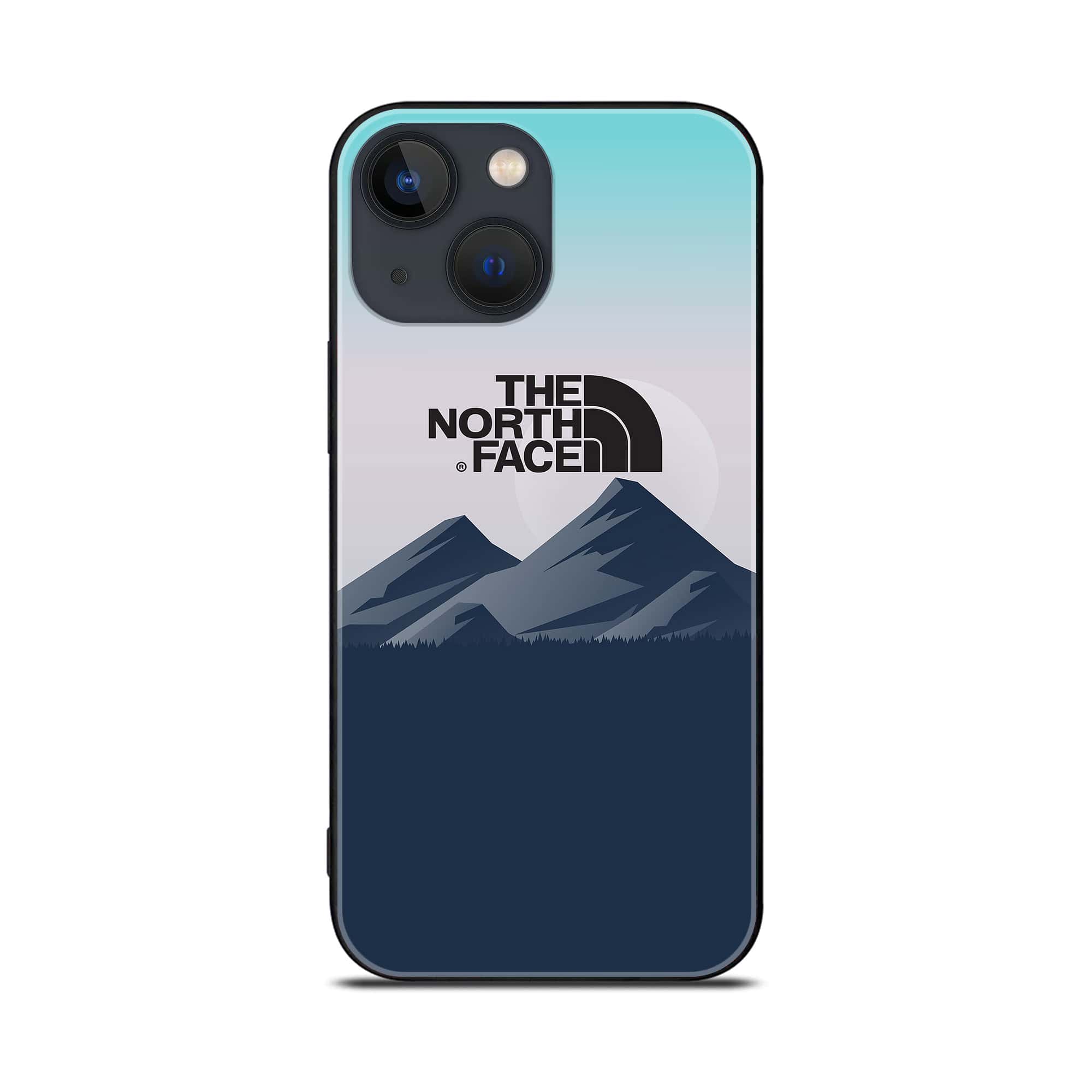 iPhone 14 - The North Face Series - Premium Printed Glass soft Bumper shock Proof Case